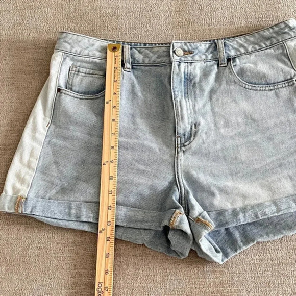 Pacsun Womens Blue High-Rise Hi-Waist Jeans Shorts Size 32 Ladies Roll-Up Denim - Picture 2 of 8